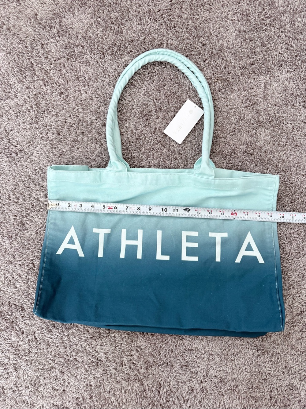 Athleta Teal Ombre Canvas Tote - Picture 4 of 8